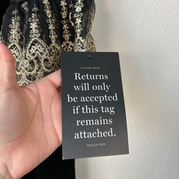 Tuckernuck Pomander Place size XXXL Lilith long dress black velvet gold lace NEW - Picture 10 of 14